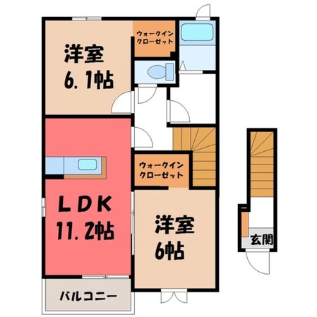 栃木駅 徒歩24分 2階の物件間取画像